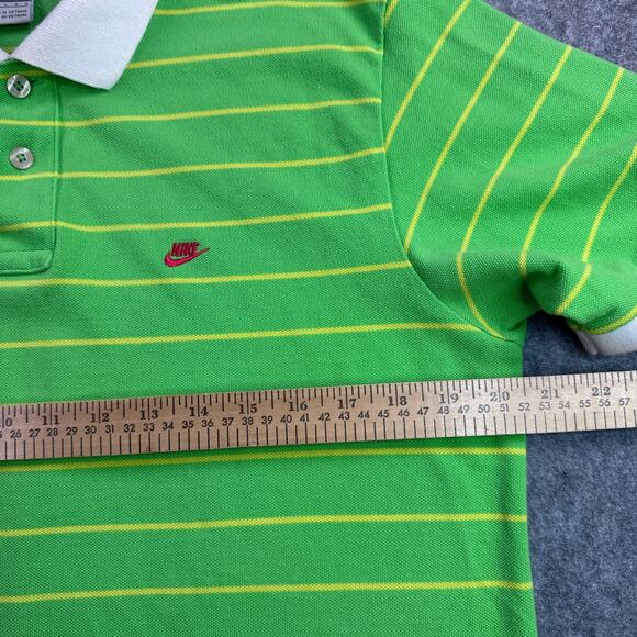 Nike Vintage Men's L Green Yellow Striped Golf Polo Shirt - Picture 4 of 6
